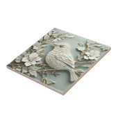 Art Nouveau Faux Relief Wren Bird  Mint Tegeltje (Zijkant)