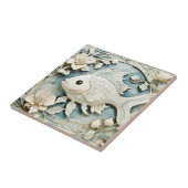 Art Nouveau Faux Relief Zee Ocean Fish Links tegen Tegeltje (Zijkant)