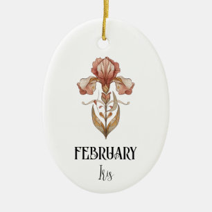 Art Nouveau Februari Geboortebloem Iris Verjaardag Keramisch Ornament