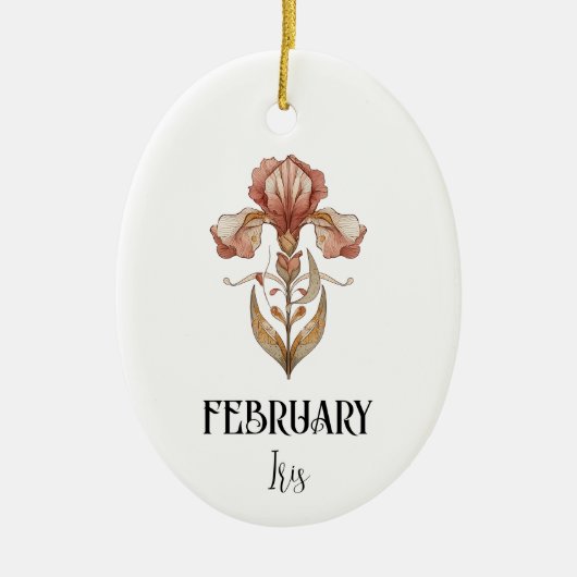 Art Nouveau February Birth Flower Iris Birthday Keramisch Ornament (Voorkant)