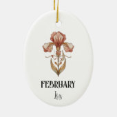 Art Nouveau February Birth Flower Iris Birthday Keramisch Ornament (Achterkant)