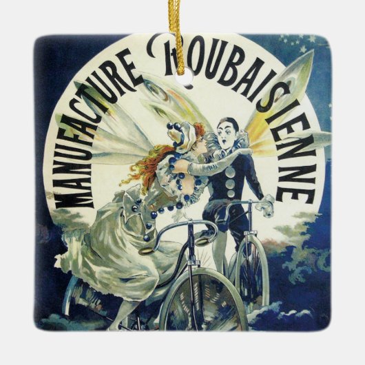  Art Nouveau feeën, fiets Pierrot Moon Keramisch Ornament (Voorkant)