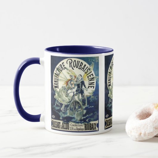 Art Nouveau feeën, fiets Pierrot Moon Mok (Met donut)