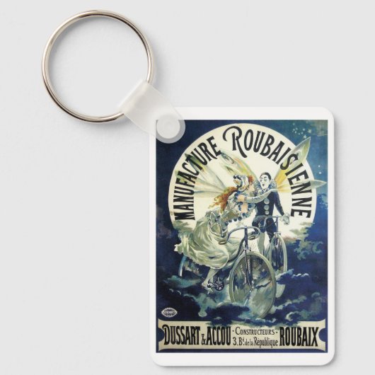  Art Nouveau feeën, fiets Pierrot Moon Sleutelhanger (Voorkant)