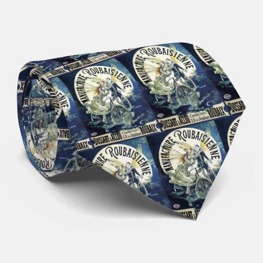  Art Nouveau feeën, fiets Pierrot Moon Stropdas (Opgerold)