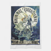  Art Nouveau feeën, fiets Pierrot Moon Theedoek (Verticaal)