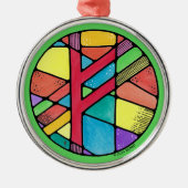 Art Nouveau Fehu Rune of Wealth Metalen Ornament (Voorkant)