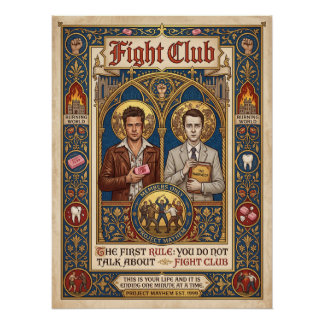 Art Nouveau Fight Club-filmposter Perfect Poster
