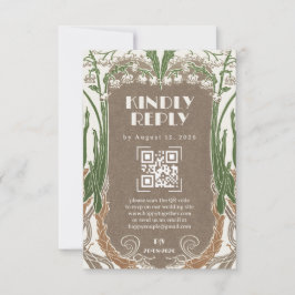 Art Nouveau Fijne Sneeuwklokjes QR RSVP Kaartje