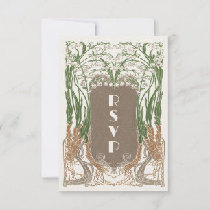 Art Nouveau Fijne Sneeuwklokjes QR RSVP Kaartje