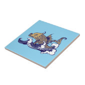 Art Nouveau Fish in Wave beroemd gemaakt door Arth Tegeltje (Zijkant)