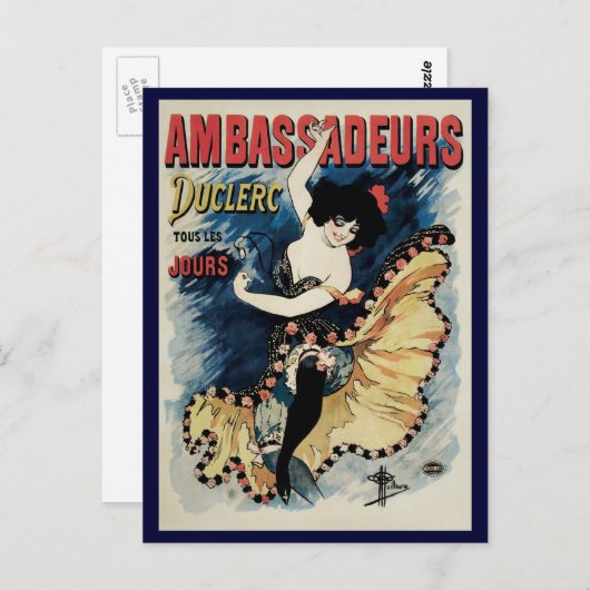 Art Nouveau Flamenco danser, Ambassadeurs Briefkaart (Voorkant / Achterkant)
