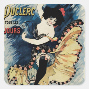  Art Nouveau Flamenco danser, Ambassadeurs Vierkante Sticker