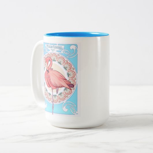 Art Nouveau Flamingo Mok (Voorkant links)