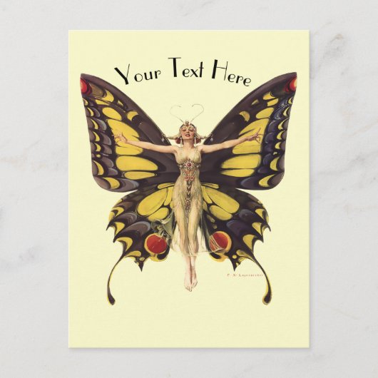  Art Nouveau "Flapper" met vlindervleugels Briefkaart (Voorkant)