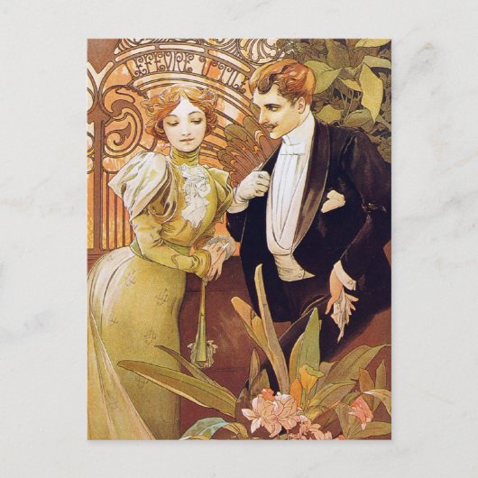 Art Nouveau Flirt Briefkaart (Voorkant)