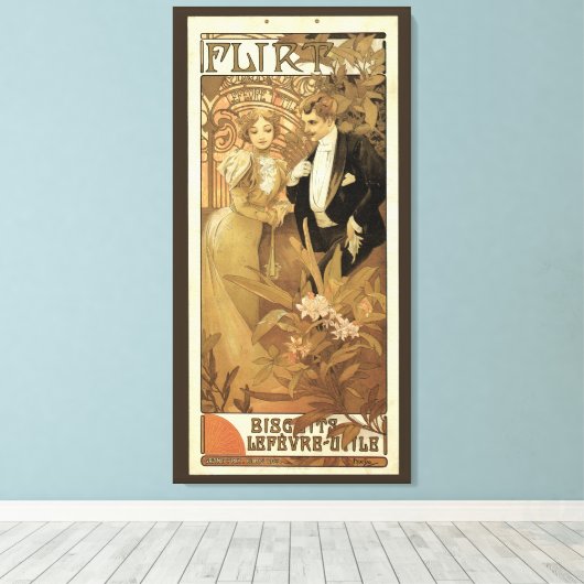  art nouveau flirt koekjes, Alphonse Mucha Canvas Afdruk (Insitu (Houten vloer))