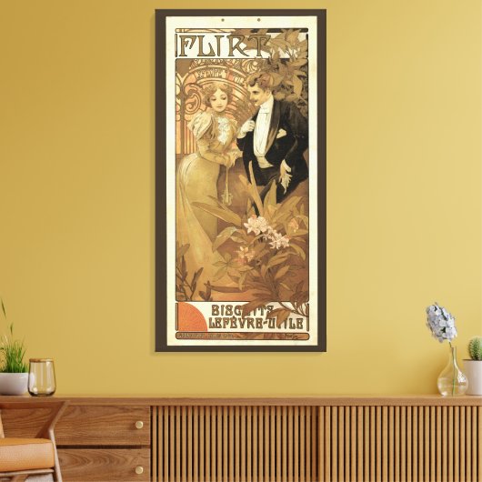  art nouveau flirt koekjes, Alphonse Mucha Canvas Afdruk (Insitu (Woonkamer))