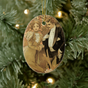 art nouveau flirt koekjes, Alphonse Mucha Keramisch Ornament