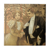  art nouveau flirt koekjes, Alphonse Mucha Tegeltje (Voorkant)
