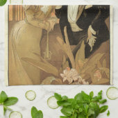  art nouveau flirt koekjes, Alphonse Mucha Theedoek (Gevouwen)