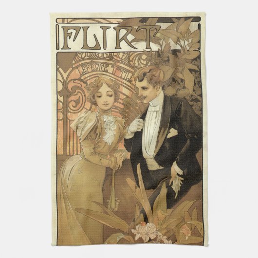  art nouveau flirt koekjes, Alphonse Mucha Theedoek (Verticaal)