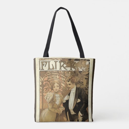  art nouveau flirt koekjes, Alphonse Mucha Tote Bag (Achterkant)