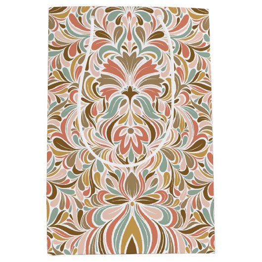 Art Nouveau Floral Aangepaste achtergrond Medium Cadeauzakje (Voorkant)