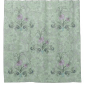 Art Nouveau Floral Bleek Sage Dusty Lila Douchegordijn (Voorkant)