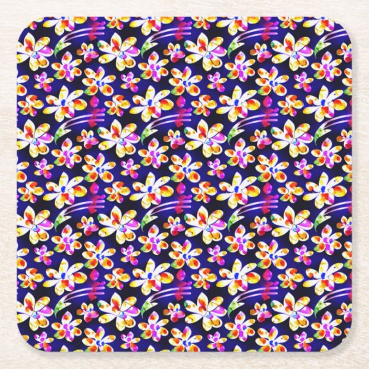 Art Nouveau Floral Boho Watercolo Kartonnen Onderzetters (Voorkant)