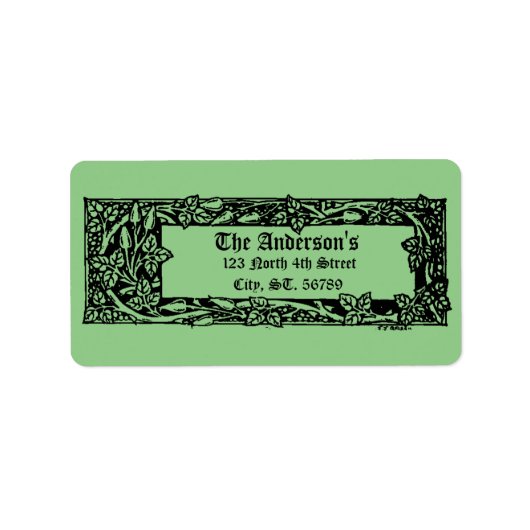  Art Nouveau Floral Border Etiket (Voorkant)