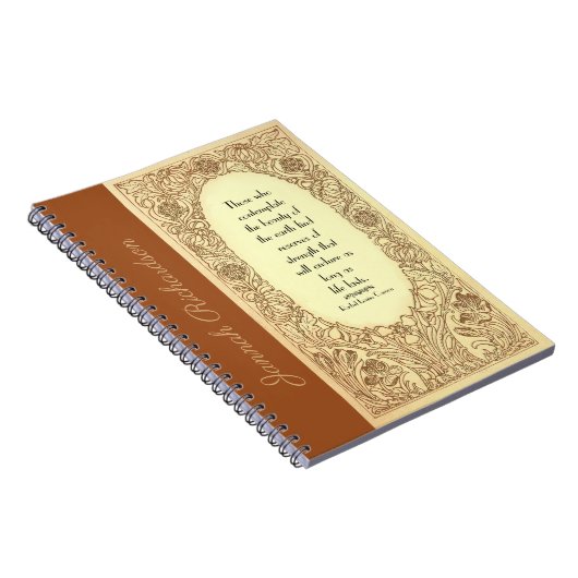  Art Nouveau Floral Border Quote Naam Notitieboek (Rechterzijde)