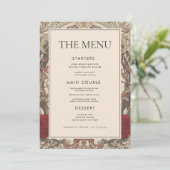  Art Nouveau Floral Bourgondië bruiloft Menu (Staand voorkant)