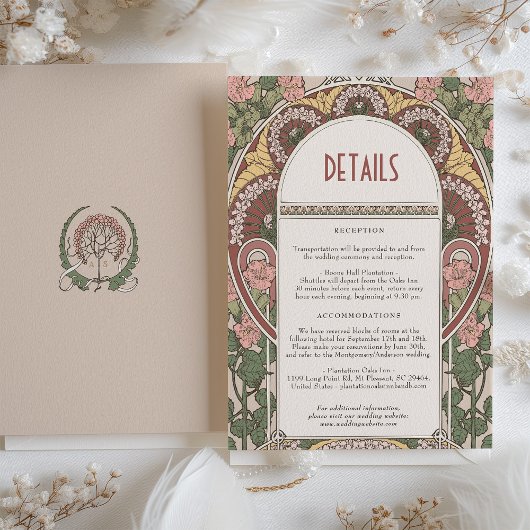 Art Nouveau Floral bruiloft Details Behuizing Kaar Kaart