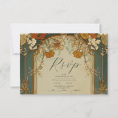 Art Nouveau Floral bruiloft RSVP Kaartje (Voorkant)