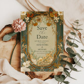 Art Nouveau Floral bruiloft Save The Date