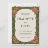 Art Nouveau Floral bruiloft uitnodiging (Voorkant)