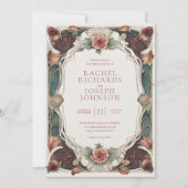 Art Nouveau Floral bruiloft uitnodiging (Voorkant)