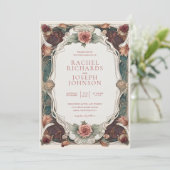 Art Nouveau Floral bruiloft uitnodiging (Staand voorkant)