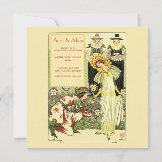  Art Nouveau Floral bruiloft uitnodiging (Voorkant)