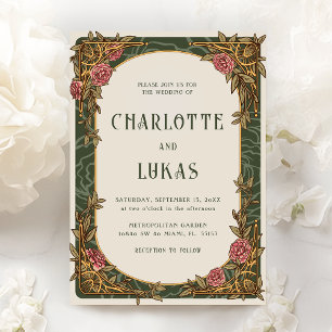 Art Nouveau Floral bruiloft uitnodiging