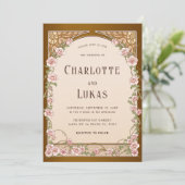 Art Nouveau Floral bruiloft uitnodiging (Staand voorkant)