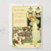 Art Nouveau Floral bruiloft uitnodiging (Voorkant)