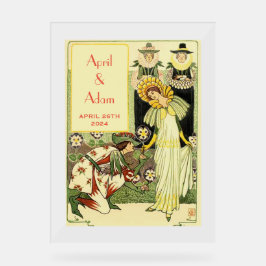  Art Nouveau Floral bruiloft uitnodiging Acryl Bord