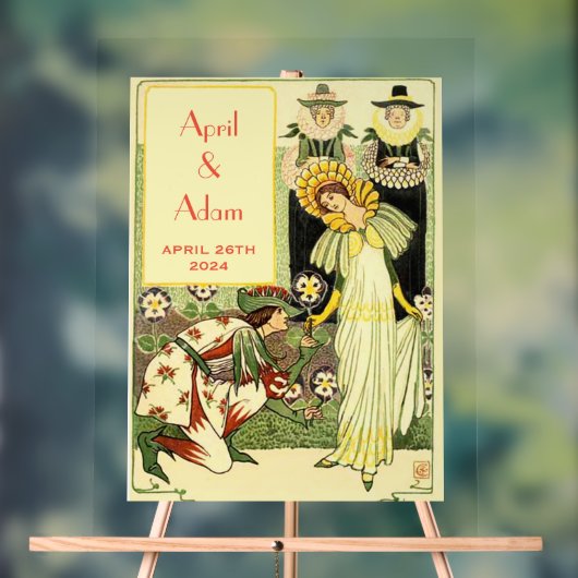  Art Nouveau Floral bruiloft uitnodiging Acryl Bord (Neutraal)