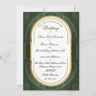 Art Nouveau Floral Calligraphy Invitation Kaart