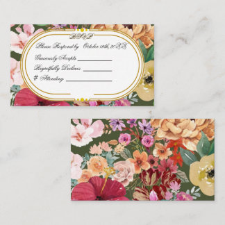 Art Nouveau Floral Calligraphy RSVP Card Informatiekaartje