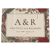  Art Nouveau Floral Cream Bourgogne Bruiloft Groot Cadeauzakje (Voorkant)