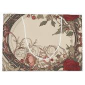  Art Nouveau Floral Cream Bourgogne Bruiloft Groot Cadeauzakje (Achterkant)