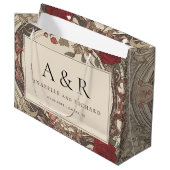  Art Nouveau Floral Cream Bourgogne Bruiloft Groot Cadeauzakje (Voorkant Gekanteld)